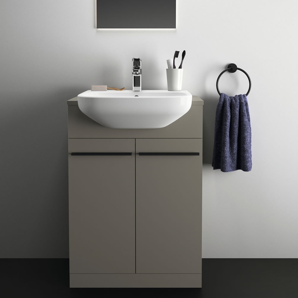 Lifestyle image of Ideal Standard i.life A 600mm Matt Quartz Grey Cloakroom Basin Vanity Unit